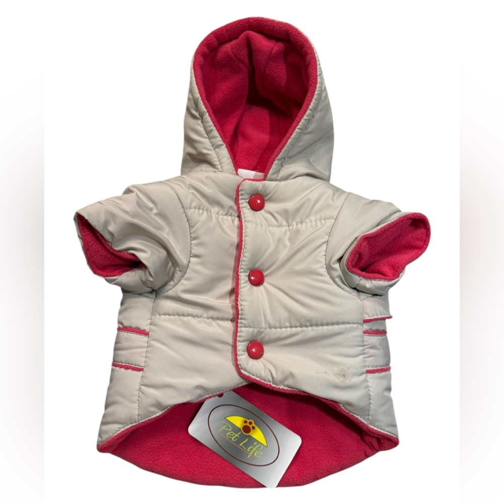 Pet Life Cream & Hot Pink Small Dog Coat with Thinsulate Insulation NWT